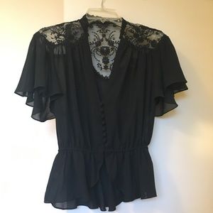 Vintage Lee Jordan sheer black top